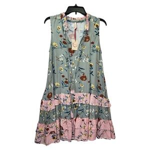 ANTHROPOLOGIE RAGA WOMEN’S MINI BOHO SLEEVELESS FLORAL  DRESS NWT SZ S